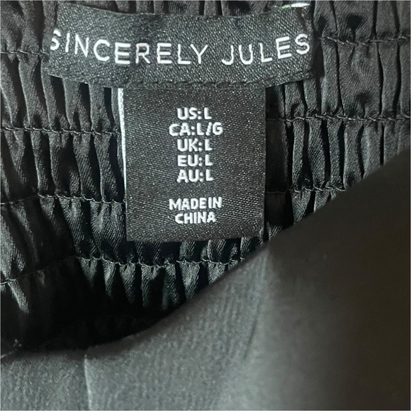 Sincerely Jules black y2k goth faux silk bustier corset crop top size large - Picture 3 of 4